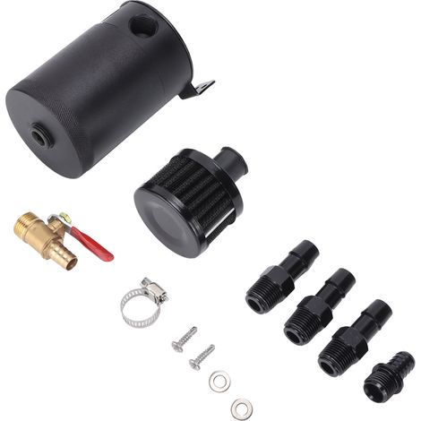 Bidon d'huile à 3 ports avec valve de filtre à air, alliage d'aluminium, interface universelle 10 mm/15 mm pour voiture (1/5)