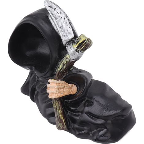 Sculpture en résine de la Faucheuse, figurine de bureau gothique, décoration pour fête d'Halloween avec faucille (1/5)