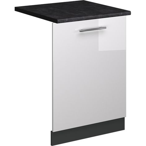 Panel frontal del lavavajillas Fame-Line, Blanco alto brillo, 60 cm , ET Antracita, Vicco
