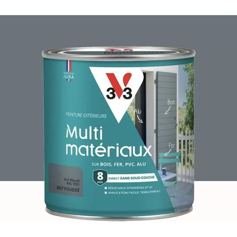 Peinture extérieure V33 Multi-matériaux Mat poudré Gris bleuté 0,5 L (1/3)