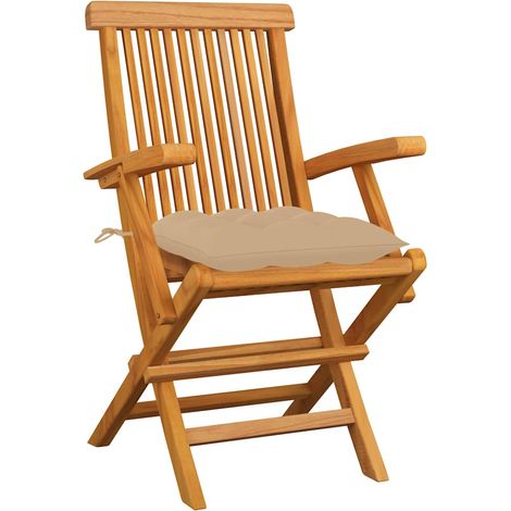 Maison Exclusive - Sillas plegables con cojines beige, 6 unidades (1/5)