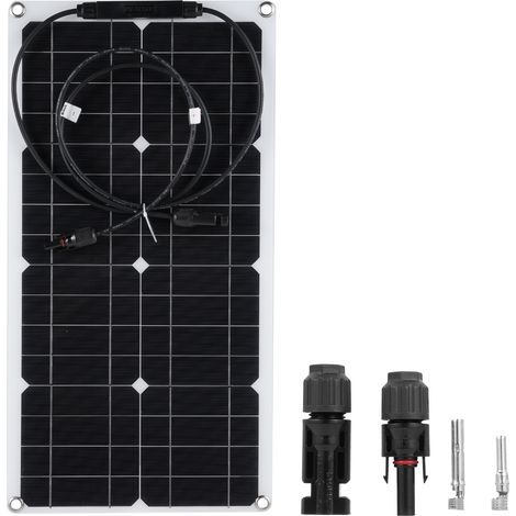 Kit de panneau solaire Portable 25W 16V, Flexible et étanche pour l'extérieur, avec connecteur pour charger la batterie de voiture 12V, camping-Car, Yacht. (1/5)
