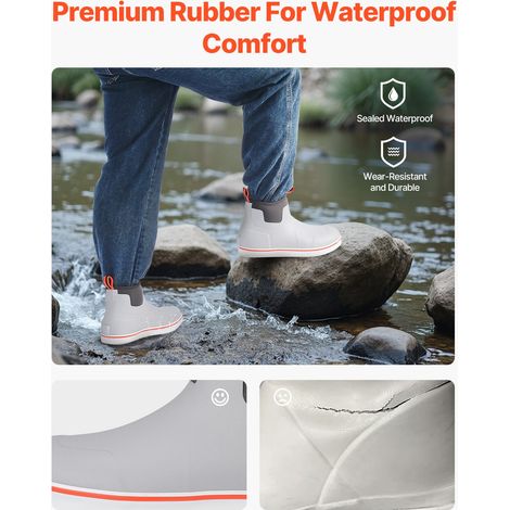 Bottes en caoutchouc pour hommes, bottes de pluie imperméables, chaussures de travail d'extérieur antidérapant, bottes de pont, lég… (1/5)