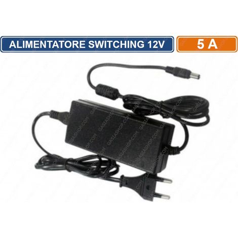 ALIMENTATORE SWITCHING 12V 5A 60W PER ILLUMINAZIONE E CCTV TELECAMERA CIRCUITO CHIUSO