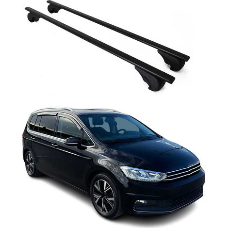 OMAC Barres de toit pour VW Touran I 2003-2015 – TÜV / DIN 75302:2019 – Antivol inclus – Charge max 75 kg – 2 barres Noir (1/4)