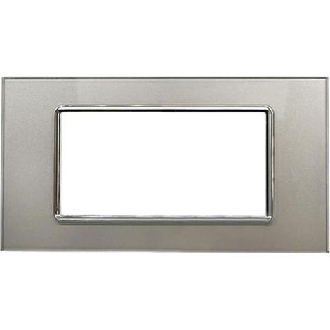 Placchetta per interruttore in vetro a 3 posti silver cassetta 503 compatibile con bticino living light supporto cover (1/2)