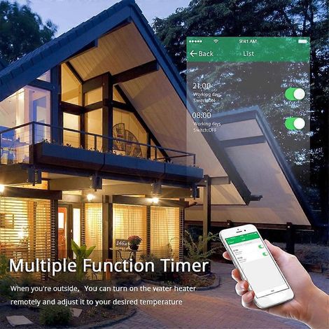 Chauffe-eau Smart Life WiFi avec application de commande tactile, minuterie marche/arrêt et commande vocale (1/4)