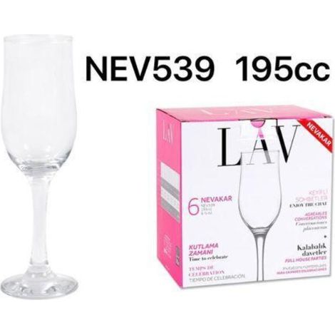 19,5 cls copa champan flauta sorbete nevakar nev539 caja 6 unidades