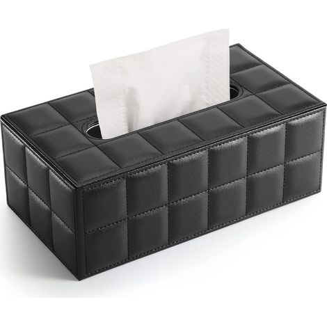 (Nero) Porta fazzoletti rettangolare in pelle (1/5)