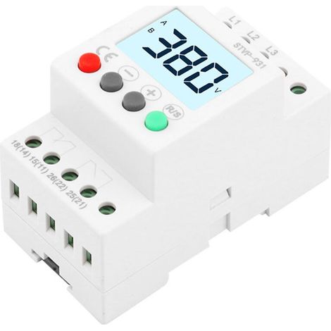 Protecteur de Phase Triphasé AC 380V LCD, Surveillance Surtension/Sous-Tension/Séquence/Perte de Phase pour Moteurs d'Ascenseur/Climatisation (1/5)