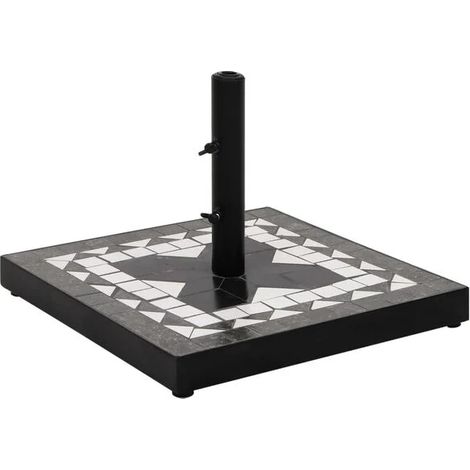 Pied de parasol carré noir et blanc, 12 kg (1/5)