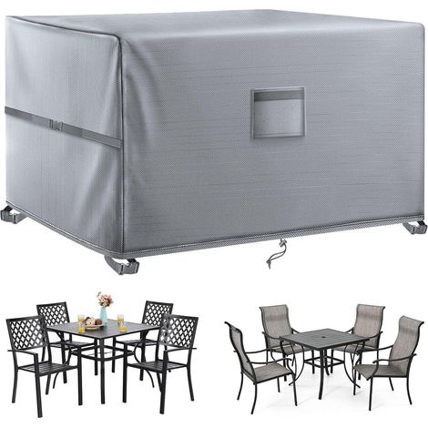 Gartenmöbel Abdeckung 200x200x90cm, wasserdicht, winddicht, 420D Oxford Grau (1/5)