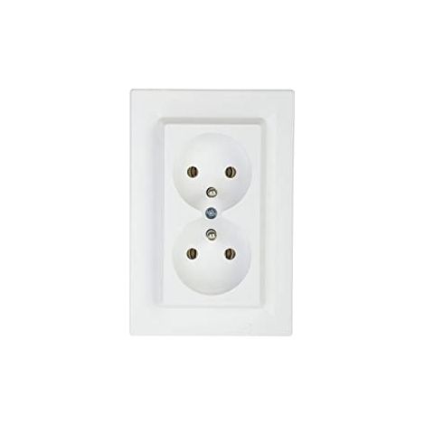 Asfora weiße Steckdose 2x Z/U Schraubklemmen 16A 250V EPH9800221 (1/2)