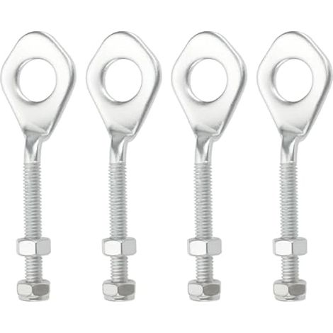 Briny River Lot de 2 Paires de Tendeurs de Chaîne de 12 Mm Ajusteurs d'essieu de 12 Mm avec écrous pour Moto Tout-Terrain 110 CC 125 CC ATV Quad Silver (1/4)