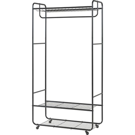 Burro de ropa perchero perchero vestidor abierto acero 176 x 90 x 40 cm negro 030010303 (1/4)