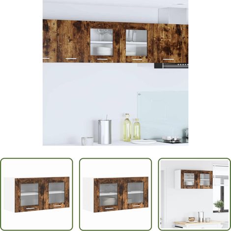 Holzschrank - Hängeschrank mit Tür Geräucherte Eiche und Weiß 80 x 31 x 40 cm (1/5)