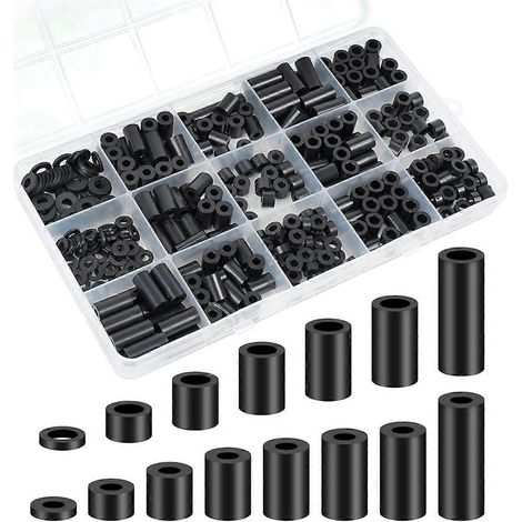 345 entretoises de vis pour prises électriques, entretoise ronde noire M3 (1/5)
