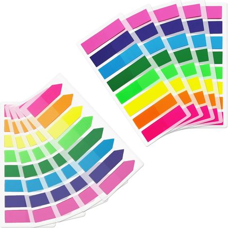 Paquete de 1500 marcapáginas autoadhesivos, marcadores de páginas con pestañas de índice, marcapáginas tipo Post-it, marcapáginas adhesivos, notas adhesivas reposicionables (8 colores) (1/5)