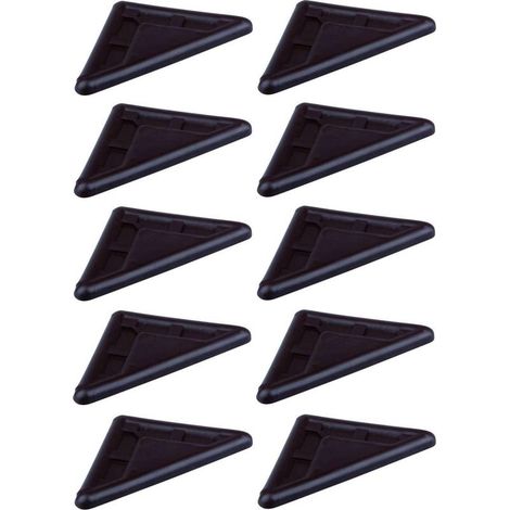 10x Cuscinetti angolari triangolari in plastica marrone scuro per mobili, ideali per divani letto, divani letto click-clack, guide angolari, protezioni per tavoli e mensole, 78 x 43,5 x 5 mm (1/2)