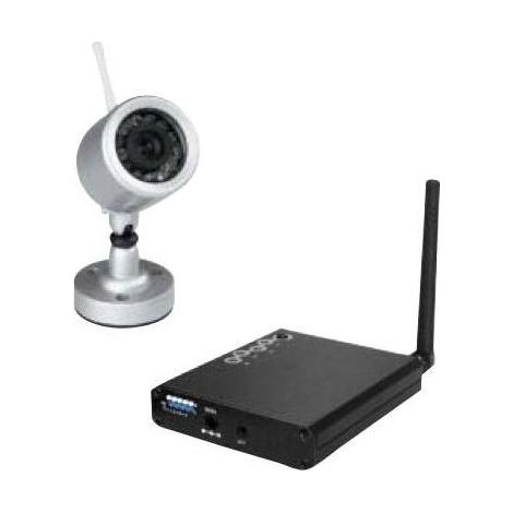 Melchioni 559590550 Kit Videosorveglianza Wireless da Esterno IP66 CMOS 1-3'' 12 LED IR Visione Notturna 7 m Ricevitore 4 Canali 2,4 GHz colore Argento