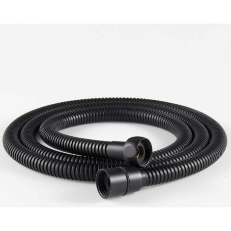 Flexible de douche en acier inoxydable, résistant aux pliures, antidéflagrant, avec raccords en laiton. noir mat