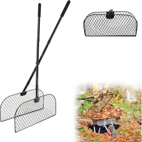 Ramasse-feuilles à long manche pour ramasser les feuilles, ramassage de déchets de jardin, pelle à feuilles en métal avec râteau en métal de 40 cm de large pour ramasser les feuilles, l'herbe (1/5)
