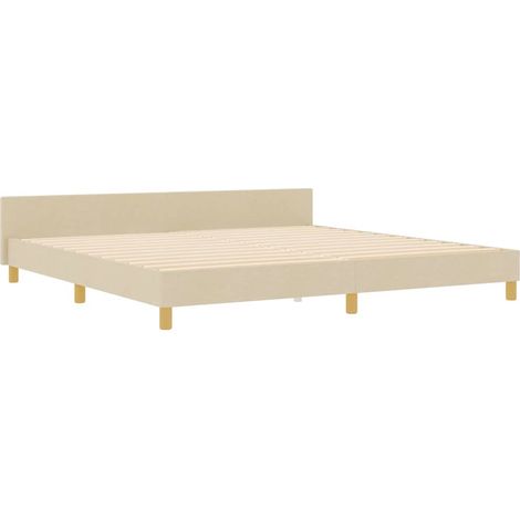 Estructura de cama con cabecera Crema 200 x 200 cm tela vidaXL (1/5)