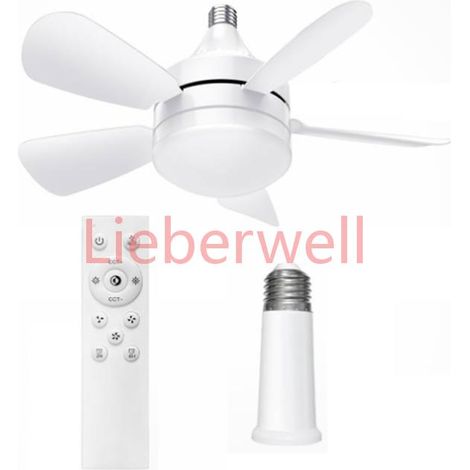 et Télécommande , Lampe de Ventilateur à Douille avec Ampoule LED à Intensité Variable Petit Ventilateur de Plafond à Visser (1/5)