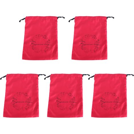 5 Sacs Polyvalents en Polyester à Cordon pour Bijoux Sous-vêtements Cosmétiques Parfum Rouge (1/5)