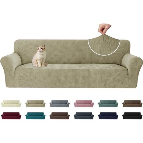 1 Housse de canapé, Extensible, Antidérapante, Polyester, 4 places, Salon