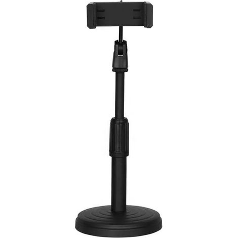 Support de bureau pour téléphone portable, tablette et autres appareils photo avec pince, hauteur réglable, base ronde stable et portable, idéal pour les cours en ligne, les vidéos, la prise de photos (1/2)