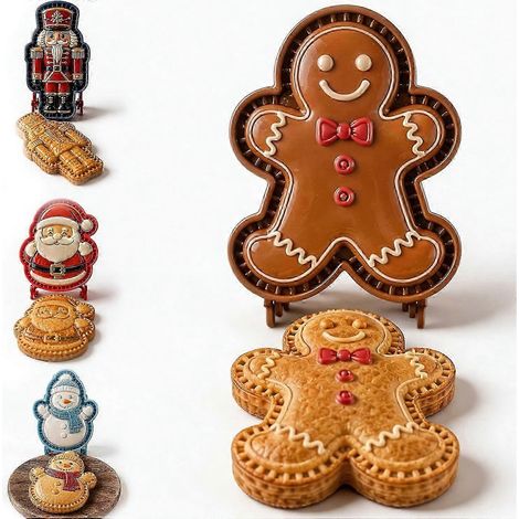 8 moules à mini-tartes de Noël disponibles À faire soi-même, portion individuelle, motifs Père Noël et bonhomme de neige inclus - Moules à pâtisserie gaufrés réutilisables et faits main (8 pièces)