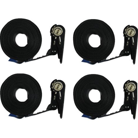 25MM Black Ratchet Straps 10M Endless Lashing x4 - 1 Ton Tie Down Trailer Cargo Truck Quick Release