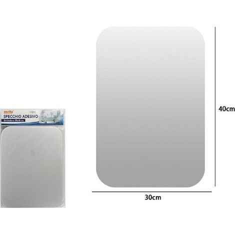TrAdE Shop Traesio - Specchio Adesivo Forma Rettangolare Adesiva Murale Arredamento Casa 30x40cm - (1/2)