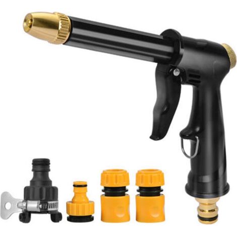 Pistolet À Eau Haute Pression - Buse Réglable En Laiton - Pour Arrosage Jardin Nettoyage Voiture Extérieur - 180 X 150 X 35 Mm - 1 Pièce (1/5)