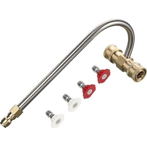 Nettoyeur de gouttière pour nettoyeur haute pression, jusqu'à 4000 psi, embout de nettoyage de gouttière avec 4 buses, raccord rapide 1/4" (nettoyeur haute pression) (1/5)