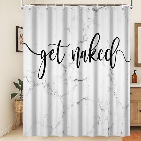 Rideau de Douche imperméable en marbre Gris texturé Minimalisme Moderne Luxe Tissu Polyester Blanc Lavable Résistant à la moisissure Décoration de Salle de Bain de Style Fermier 150x200cm (1/5)