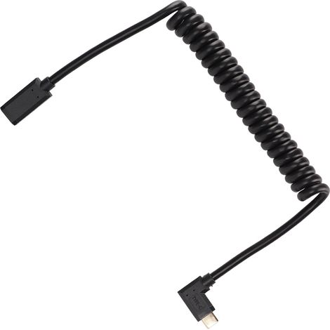 USB-C-Buchse auf USB-C-Stecker-Kabel, 4K 60Hz, 3A Schnellladung, 10 Gbit/s, 1,2 m, Spiralkabel, USB-C-Netzkabel, rechtwinkliger Buchsenstecker auf der Steckerseite (1/5)