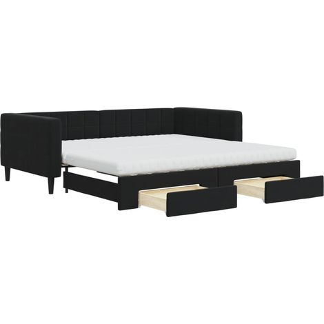 Maison Exclusive - Tagesbett Ausziehbar mit Schubladen Schwarz 10