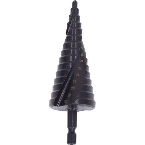 Foret étagé HSS 15 étapes (4-32mm) pour métal, queue hexagonale, alésoir à rainure spirale (1/5)