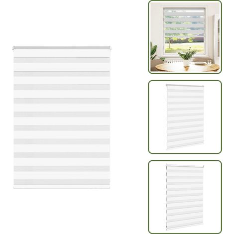 Zebrarollo Weiß 105x100 cm Stoffbreite 100,9 cm Polyester - Zebra-Jalousie - Zebra-Jalousien - Zebra-Rollo - Doppelrollo (1/5)