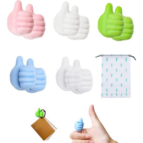 QAZQA 10 mini crochets pour le pouce   clip multifonction pour le pouce, support de câble, crochet créatif clé à main pour bureau, crochet salle bain