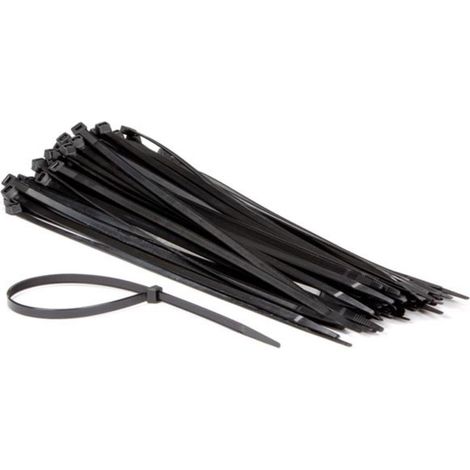 Perel Kabelbinder Nylon schwarz, 100 Stück, Kabelbinder 400 x 7,6 mm, UV-beständig, selbstverriegelnd, 54 kg Zugkraft, für schwere Anwendungen drinnen und draußen