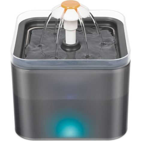(Grau) 2L Katzenwasserspender, Katzentränke mit Aktivkohlefilter, Superleiser Haustierbrunnen mit LED-Leuchten (1/4)