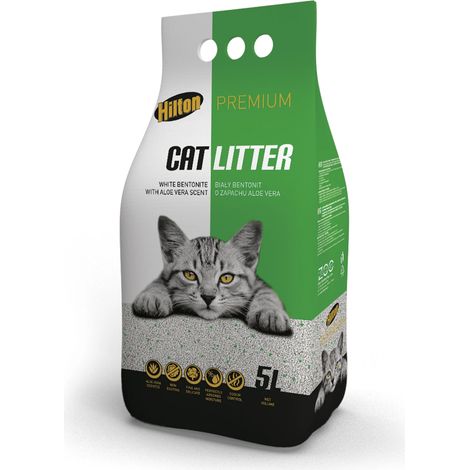 Litière pour chats Hilton Aloe Blanc 5 l - litière de bentonite blanche parfumée à l'aloe vera (1/5)