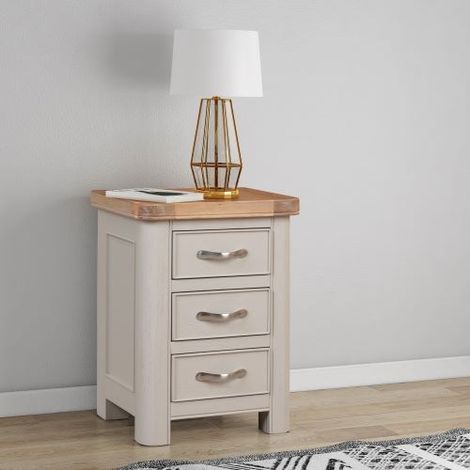 Bologna Painted Bedside with 3 Drawers - L38 x W45 x H60 cm - Oak