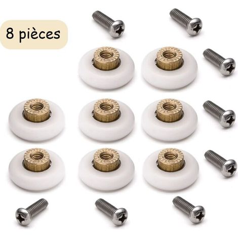 8er Set Ersatzrollen für Duschschiebetür mit M4 Schrauben Durchmesser 19 mm - (1/4)