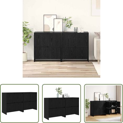 Cabinet de rangement - Buffets 2 pcs Chêne noir 70 x 41 x 75 cm Bois d'ingénierie (1/5)