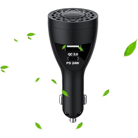 Assainisseur d'Air pour Voiture Chargeur USB Rapide et Purificateur d'Air,Adaptateur de Charge Rapide et Éliminateur d'Odeurs 2 en 1 pour Voitures Berline Camion Camping Car (1/5)