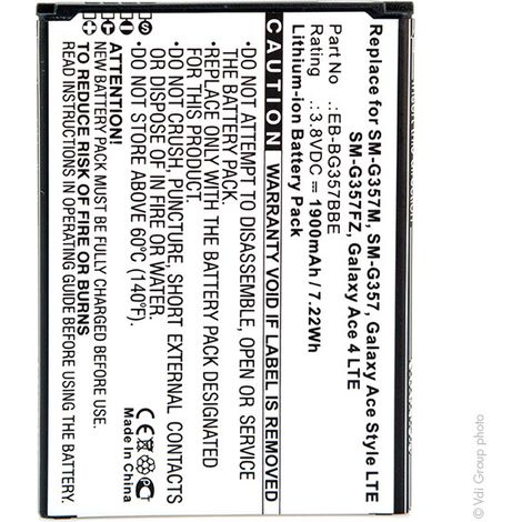 NX - Batterie téléphone, smartphone, GSM pour Samsung 3.8V 1900mAh - EB-BG357BBEEBBG357 (1/4)